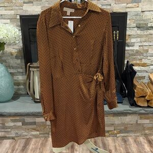 Michael Kors Brown Long Sleeve Dress